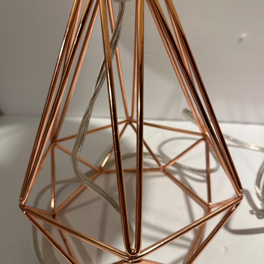 Rose Gold Metal  Bedside Lamp With Decoupaged Floral Highland Cow Shade - Picture 5 of 13